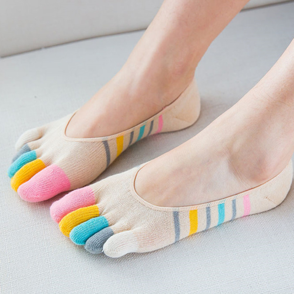 Invisibility Sock Loafer - 5켤레 요가용 여성용 5손가락 양말, 보이지